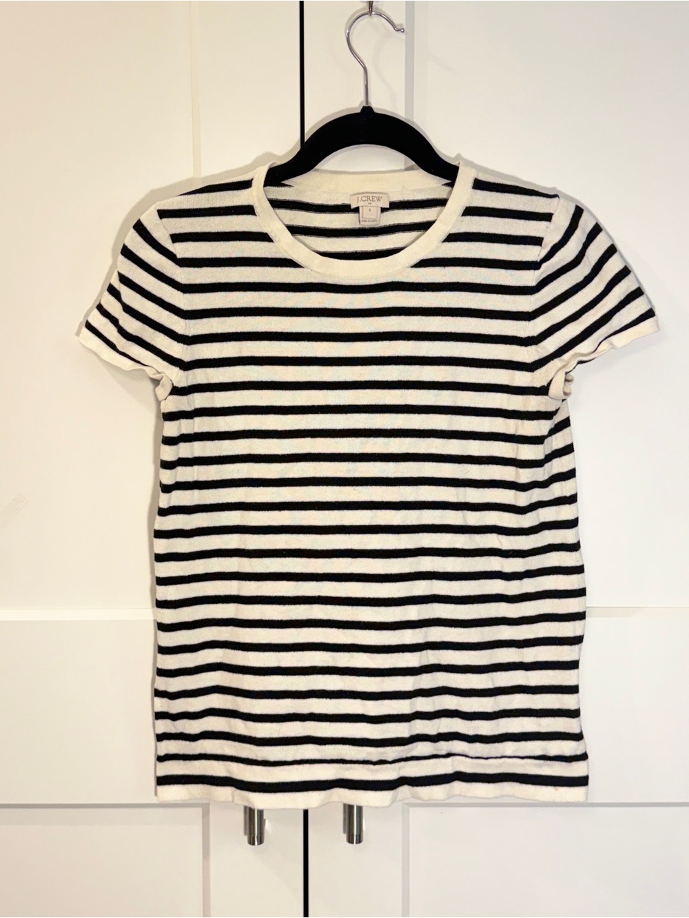 J. Crew Black and White Striped Short Sleeve Tee